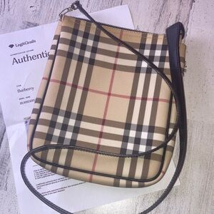 Genuine Burberry London Nova Check  Black and Beige  Crossbody Bag w/COA